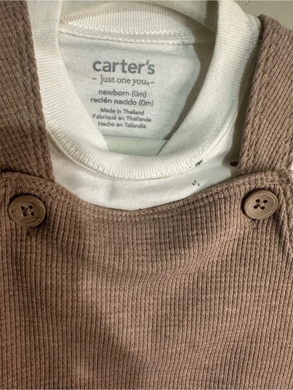 Carter's Dusty Pink Ribbed Knit Overall Set with Button Straps